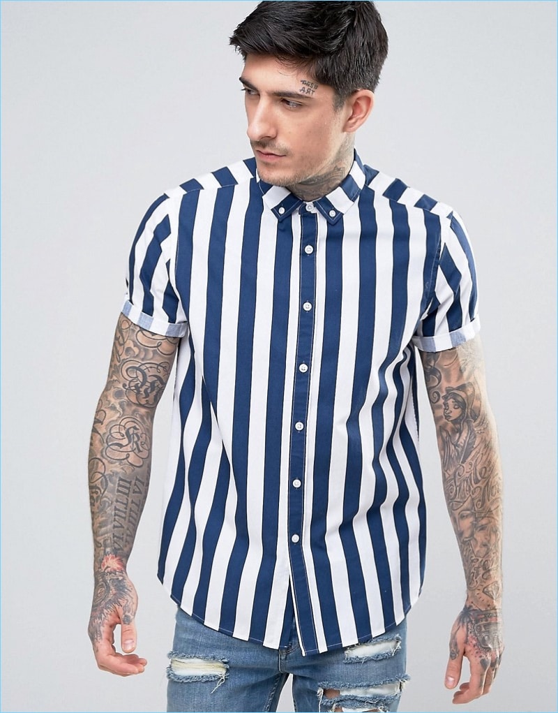 Camisa listrada em alta! Moda Masculina e Tomboy! Imagem: Reprodução 