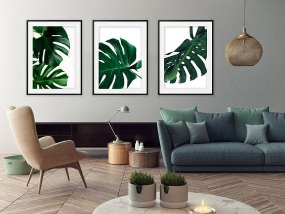 25 ideias de quadros de folhas para sua sala! Decoração! Imagem: Reprodução
