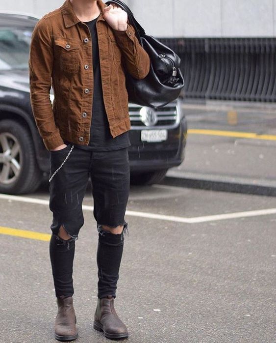 jaqueta jeans marrom masculina